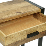 Modern Industrial Handcrafted Mango Wood Desk with Drawers, Natural and Black - NH515513