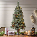 4-Foot Mixed Pine Pre-Lit Clear LED Pre-Decorated Artificial Potted Christmas Tree - NH535313