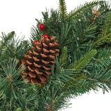 24" Mixed Pine Pre-Lit Warm White LED Artificial Christmas Wreath with Pine Cones and Berries - NH235313