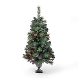 4-Foot Mixed Pine Pre-Lit Clear LED Pre-Decorated Artificial Potted Christmas Tree - NH535313