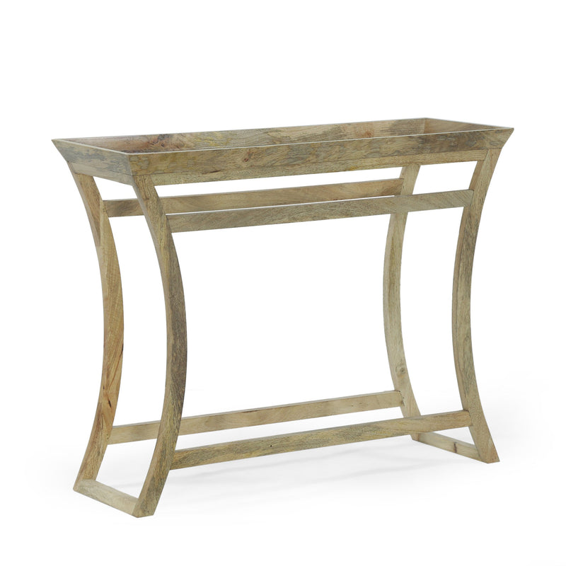 Rustic Handcrafted Mango Wood Console Table, Natural - NH758413