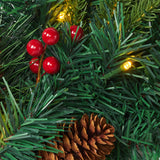 24" Mixed Pine Pre-Lit Warm White LED Artificial Christmas Wreath with Berries - NH435313