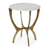 Boho Glam Handcrafted Marble Top Side Table - NH391413