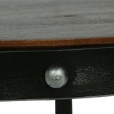 Modern Industrial Handcrafted Round Mango Wood Side Table, Brown and Antique Gunmetal - NH810513