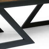 Modern Industrial Handcrafted Mango Wood Coffee Table, Dark Brown and Black - NH698413