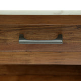 Rustic Glam Handcrafted Marble Top Acacia Wood Kitchen Cart with Wheels, Natural and Natural White - NH297413