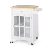 Contemporary Glass Paneled Kitchen Cart - NH693413