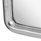 Modern Handcrafted Rectangular Aluminum Wall Mirror, Silver - NH937413
