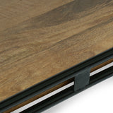 Modern Industrial Handcrafted Mango Wood Kitchen Cart with Wheels, Natural and Black - NH197413