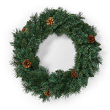 24" Mixed Pine Pre-Lit Warm White LED Artificial Christmas Wreath with Pine Cones - NH335313