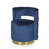 Modern Glam Round Open Back Velvet Swivel Club Chair - NH228413