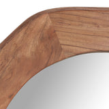 Rustic Handcrafted Acacia Wood Round Wall Mirror, Natural - NH510513