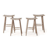 Outdoor Acacia Wood Barstool with Wicker, Set of 4 - NH100413