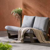 Outdoor Acacia Wood Loveseat with Cushions - NH510013