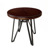Mid-Century Modern Round Bar Table with Metal Hairpin Legs & Storage Shelf