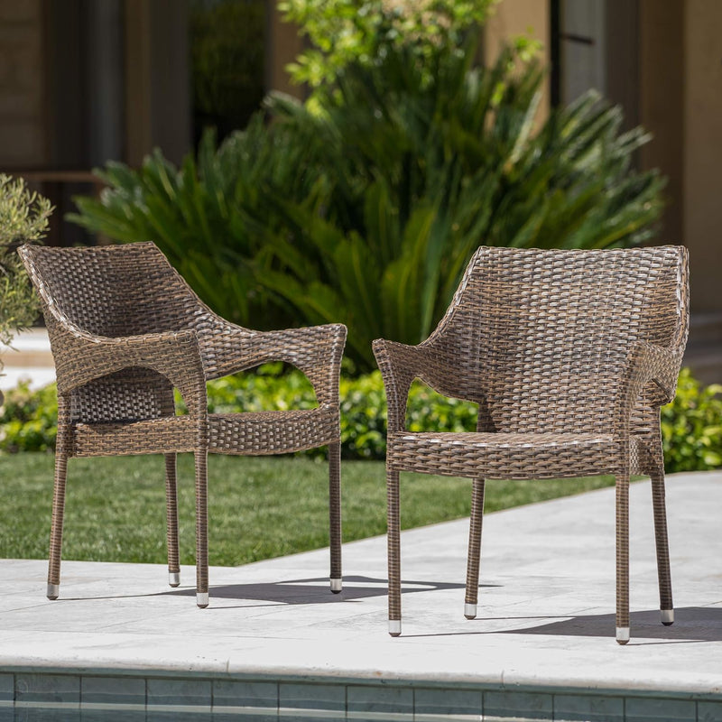 Modern Outdoor Wicker Stacking Armchairs (Set of 2) - NH837692