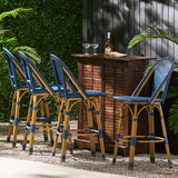 Outdoor French Wicker and Aluminum 29.5 Inch Barstools