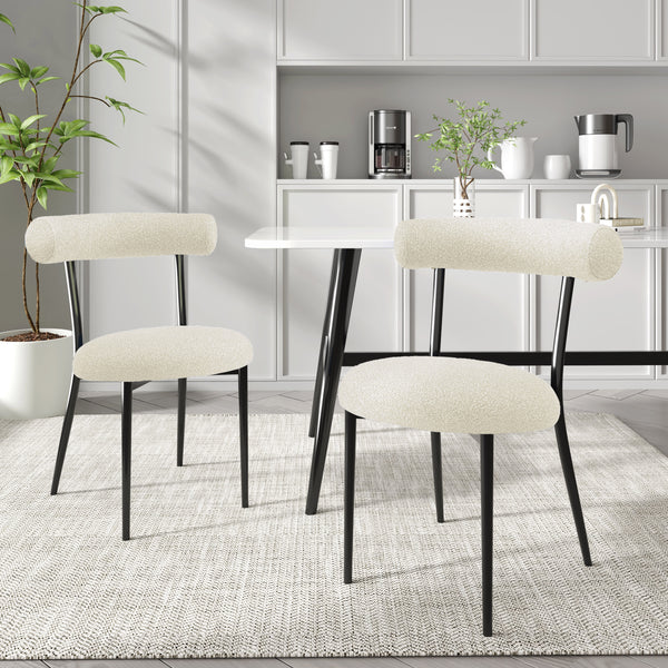 Indoor Luxury Fabric Upholstered Dining Chairs, Set of 2