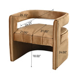 Contemporary Curved Armchair with Waist Pillow