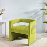 Contemporary Curved Armchair with Waist Pillow