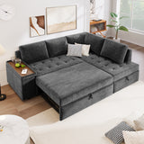 3-Seater Convertible Sofa Bed with One-Click Mechanism & Storage Compartment