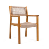 5Pcs Outdoor Patio Dining Set, Rope Weave Chairs & Metal Frame Table