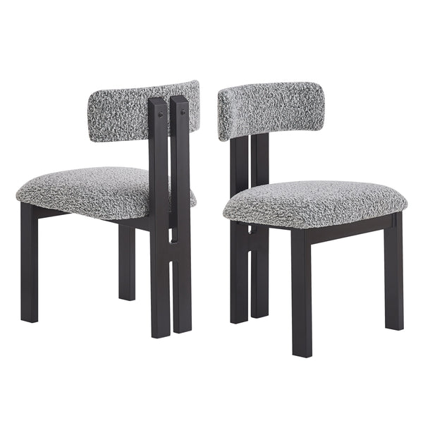 Set of 2 Modern Upholstered Dining Chairs Fabric with Sturdy Iron Frame