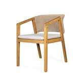 Modern Outdoor Rope Weave Dining Chairs with Cushion, Set of 2