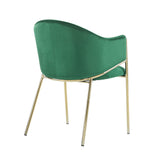 Velvet Dining Chairs with Gold Metal Frame, Set of 2