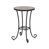 Outdoor Patio Floral Ceramic Side Table, Ceramic Tile