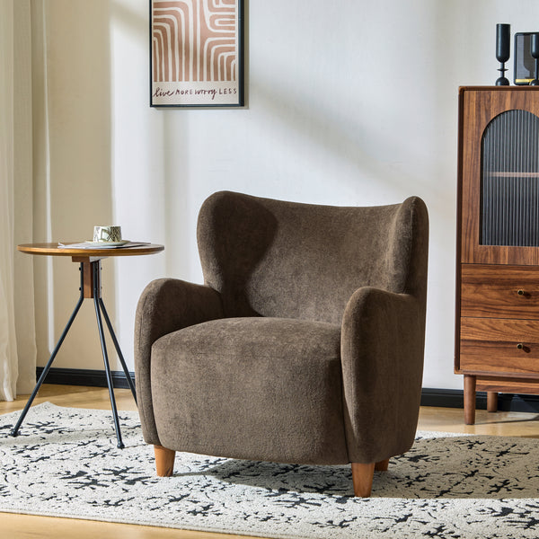 Luxury Modern Fabric Armchair with Round Arms & Tapered Legs