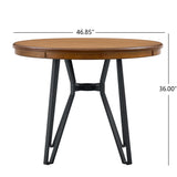 Mid-Century Modern Round Bar Table with Metal Hairpin Legs & Storage Shelf
