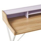 Modern White and Oak Computer Desk with Storage Space - NH426692