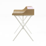 Modern White and Oak Computer Desk with Storage Space - NH426692