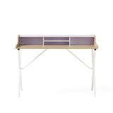 Modern White and Oak Computer Desk with Storage Space - NH426692