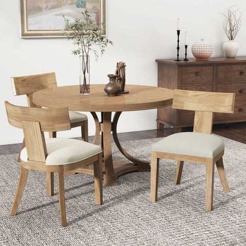 Modern Beige Dining Chairs Set of 2 – Upholstered Side Chairs with Rubberwood Frame for Kitchen or Dining Room