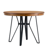 Mid-Century Modern Round Bar Table with Metal Hairpin Legs & Storage Shelf