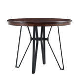 Mid-Century Modern Round Bar Table with Metal Hairpin Legs & Storage Shelf