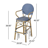 Outdoor Wicker and Aluminum French Barstools