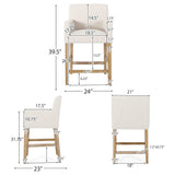 Contemporary Fabric Upholstered Wood 26 inch Counter Stool