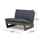 Outdoor Acacia Wood Club Chair with Cushions