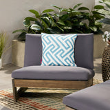Outdoor Acacia Wood Club Chair with Cushions