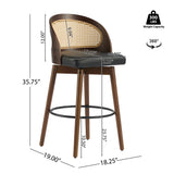 Indoor Wood Barstool, Walnut Finished with upholstery, Set of 2