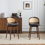 Indoor Wood Barstool, Walnut Finished with upholstery, Set of 2