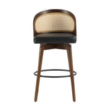Indoor Wood Barstool, Walnut Finished with upholstery, Set of 2