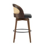 Indoor Wood Barstool, Walnut Finished with upholstery, Set of 2