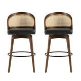 Indoor Wood Barstool, Walnut Finished with upholstery, Set of 2