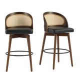 Indoor Wood Barstool, Walnut Finished with upholstery, Set of 2
