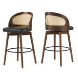 Indoor Wood Barstool, Walnut Finished with upholstery, Set of 2