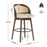 Indoor Wood Barstool, Walnut Finished with upholstery, Set of 2